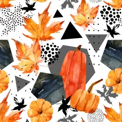 Zelfklevend Fotobehang Handgetekend vallend blad, doodle, waterkleur, krabbeltexturen voor herfstontwerp © Tanya Syrytsyna