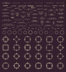 Wicker lines and old decor elements in vector.