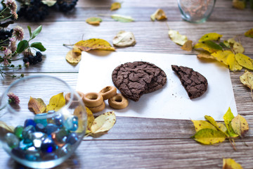 Homemade cakes, cake on a wooden background.