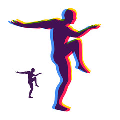 Silhouette of a Dancer. Gymnast. Man is Posing and Dancing. Sport Symbol. Design Element. Vector Illustration.