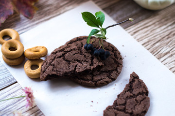 Homemade cakes, cake on a wooden background.