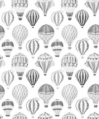 Watercolor air baloon vector pattern