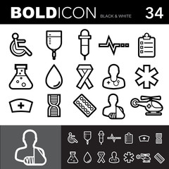 Bold line icons set.Illustration eps 10