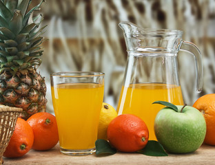 various fruits and juice