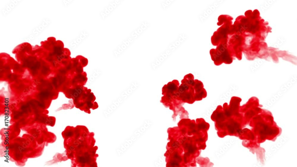 Poster close-up shot. red pigment mixing in water and move in slow motion. use for inky background or backd