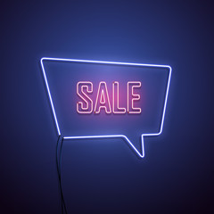 Neon sale sign. Vector illustration.