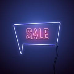 Neon sale sign. Vector illustration.