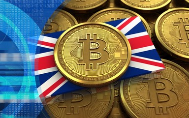 3d bitcoin UK flag