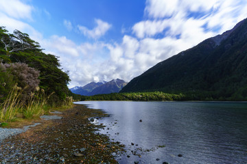 Beautiful peaceful scenery of Lake Gunn , South Island of New Zealand