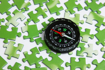 compass on the green puzzle