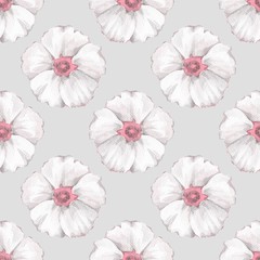 Floral seamless pattern. Watercolor background with white flowers 3