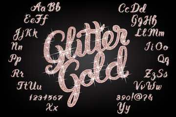 Glitter rose Gold Handwritten alphabet