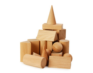 wooden geometric shapes  isolated on a white background