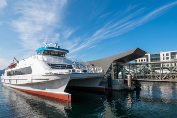 Fototapeta premium Cruise ships in harbor Alesund city. Norway