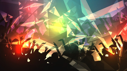 Fototapeta na wymiar Party People Crowd, Festive Disco Event Background - Vector Illustration