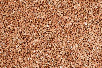 Brown buckwheat grains background
