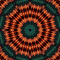 abstrakt fraktal mandala design rot grün zwölfseitig