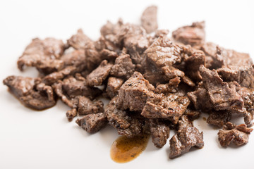 close upa of sliced grilled beef