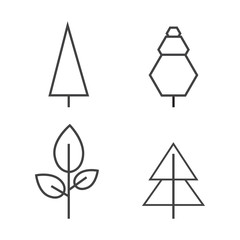 Set of vector line Trees. Forest creative icons