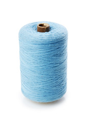 bobbin with blue thread isolated on a white background