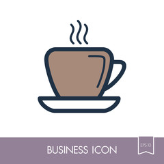 Coffee cup outline icon. Business sign