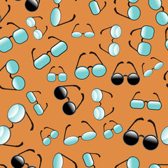 Different Glasses Seamless Pattern.