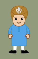 Happy Cartoon Khalsa Sardar Character