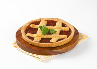 strawberry jam tart with lattice