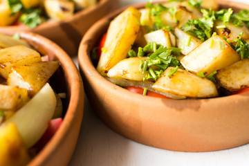 Odjahuri - ethic Georgian cuisine dish. Beef stewed with potatoes and herbs.