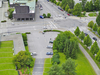 View over town of Sein&auml;joki in Finland. Green urban landscape.