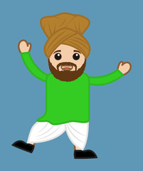 Joyful Cartoon Sardar Character