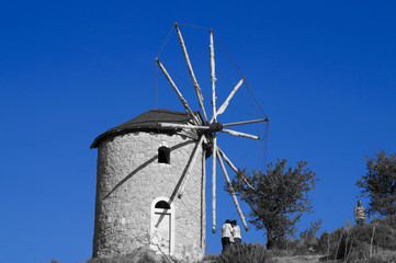 Fototapeta na wymiar Blue sky and historic mill