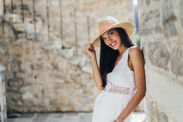 Beautiful woman posing in summer