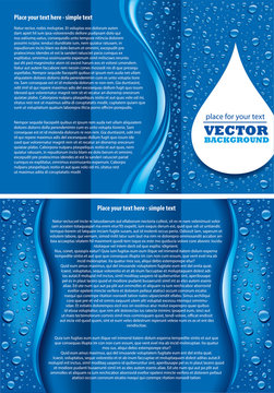 brochure template with water drops on blue background