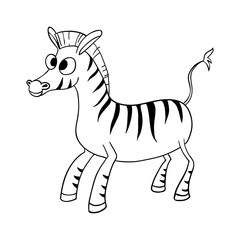 cute cartoon zebra, contour,ink