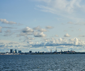 Naklejka premium Old town Tallinn, view from Baltic sea
