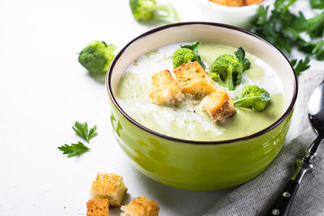 Green soup puree with broccoli.
