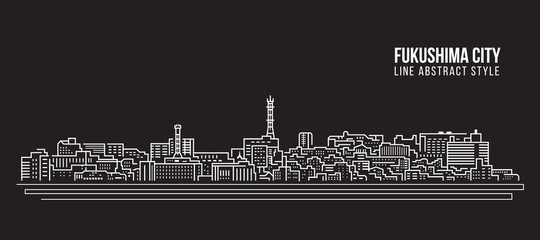 Obraz premium Cityscape Building Line art Vector Illustration design - Fukushima city
