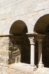Fototapeta na wymiar Detail of a column of the monastery of Sant Pere de Rodes, Spain