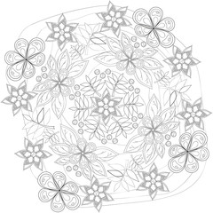 Coloring book page for adults and kids in doodle style.