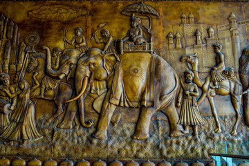 Visakhapatnam,India :Mysore Royal Procession sculpture in Delhi International Airport