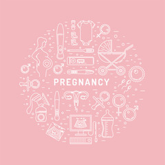 Examination and diagnosis of pregnancy, the medicine and the health of the fetus to the mother. Medical examination with ultrasound and a special tool a pregnancy test