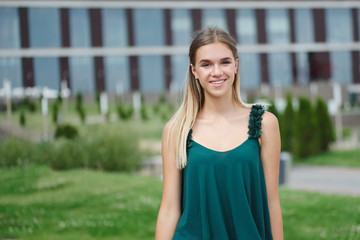 portrait of beautiful yound woman outdoors