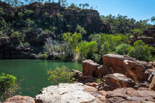 River and escarpment at Katherine Gorge in Nitmiluk National Park, Northern Territory, Australia