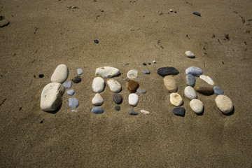 Kreta Schriftzug am Strand