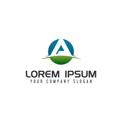 letter A circle logo design concept template