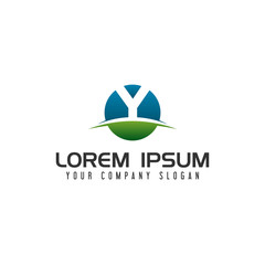 letter Y circle logo design concept template