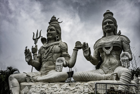Visakhapatnam India: Shiva Parvathi statues on Kailasagiri hill in Andhra Pradesh state India