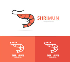Vector of shrimp and seafood logo design template.