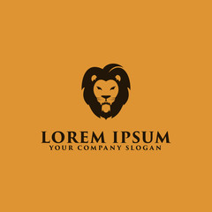 luxury simple lion head logo design concept template